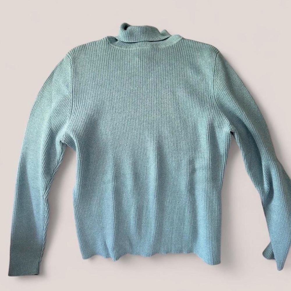 Light Blue Metallic Ribbed Sweater